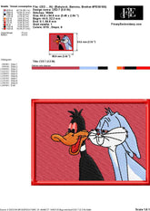 Bugs and Duck Classic Cartoon Duo Embroidery Design - Mischievous Moment
